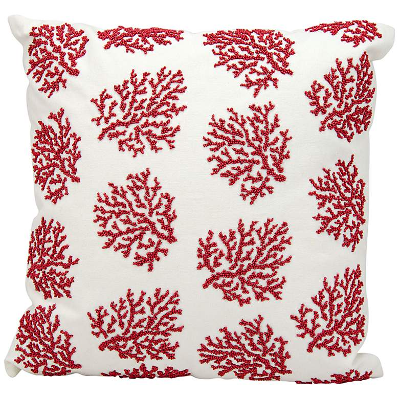Image 1 Nourison Beaded Coral 18 inch Square Outdoor Pillow