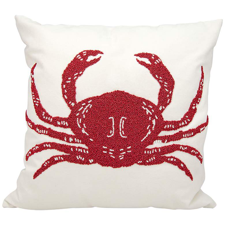 Image 1 Nourison Beaded Crab 18 inch Square Outdoor Pillow