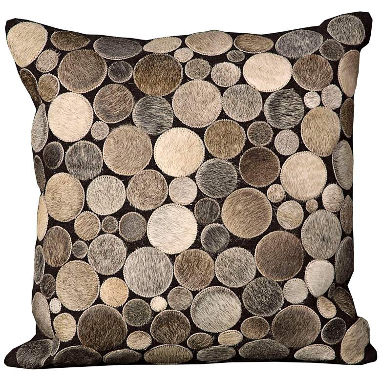 Image 1 Nourison Circle Natural Leather 20 inch Square Brown Pillow