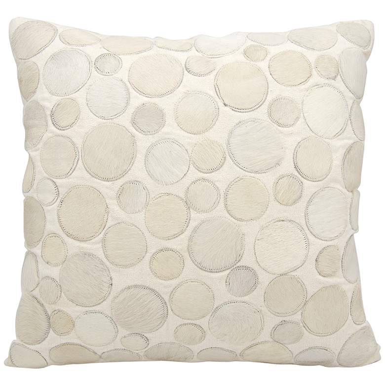 Image 1 Nourison Circle Natural Leather 20" Square White Pillow