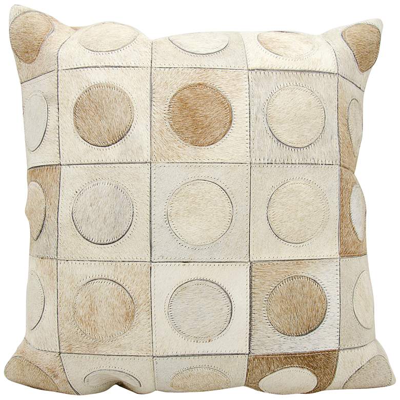 Image 1 Nourison Circles in Squares 20 inch Wide Beige Pillow
