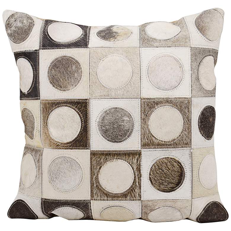 Image 1 Nourison Circles in Squares 20 inch Wide Silver Pillow