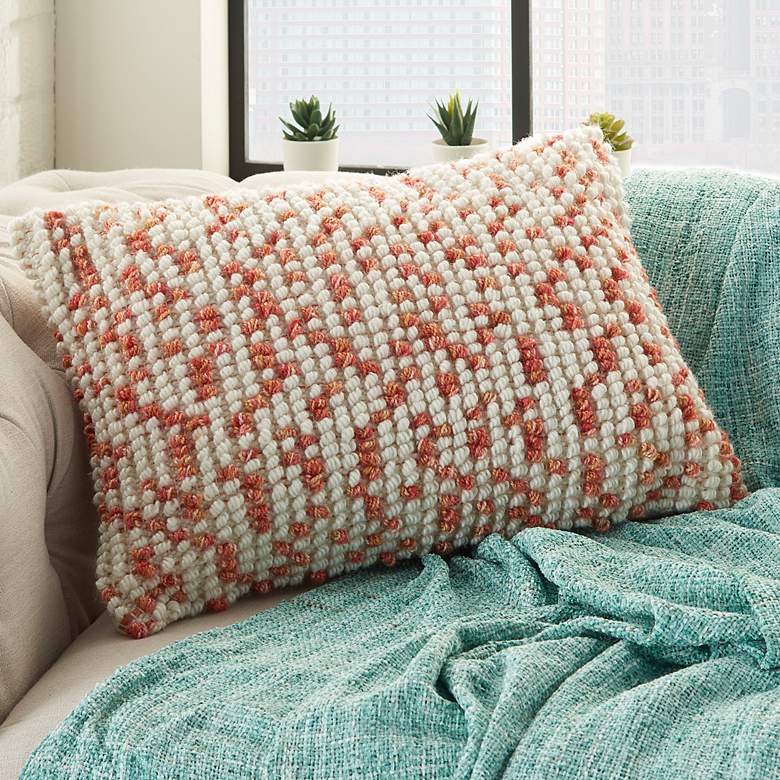 Image 1 Nourison Coral Loop Dots 20 inchx14 inch Outdoor Throw Pillow