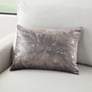 Nourison Dark Gray Metallic Florals 20" x 14" Indoor Throw Pillow