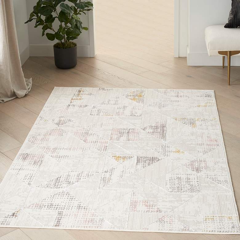 Image 1 Nourison Glitz GLZ04 5&#39;3 inchx7&#39;3 inch Multi-Color Ivory Area Rug