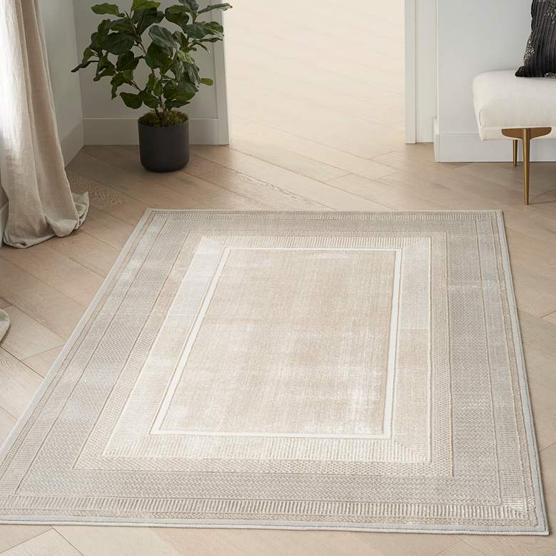 Image 1 Nourison Glitz GLZ07 5&#39;3 inchx7&#39;3 inch Ivory Rectangular Area Rug