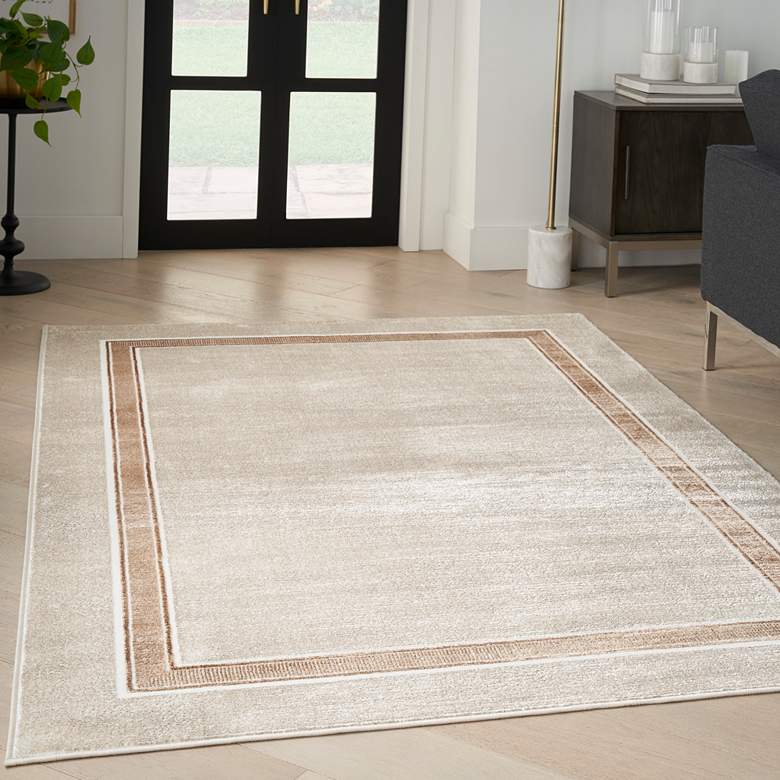 Image 1 Nourison Glitz GLZ08 5&#39;3 inchx7&#39;3 inch Ivory Cream Area Rug