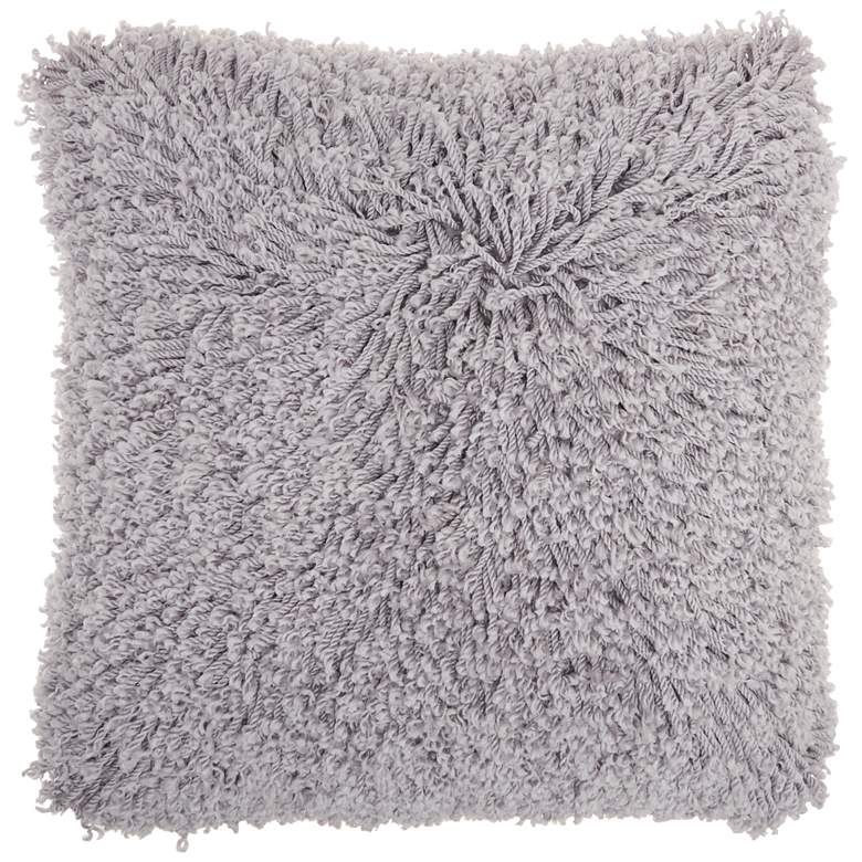 Image 2 Nourison Gray Curly Shag 20" Square Indoor Throw Pillow