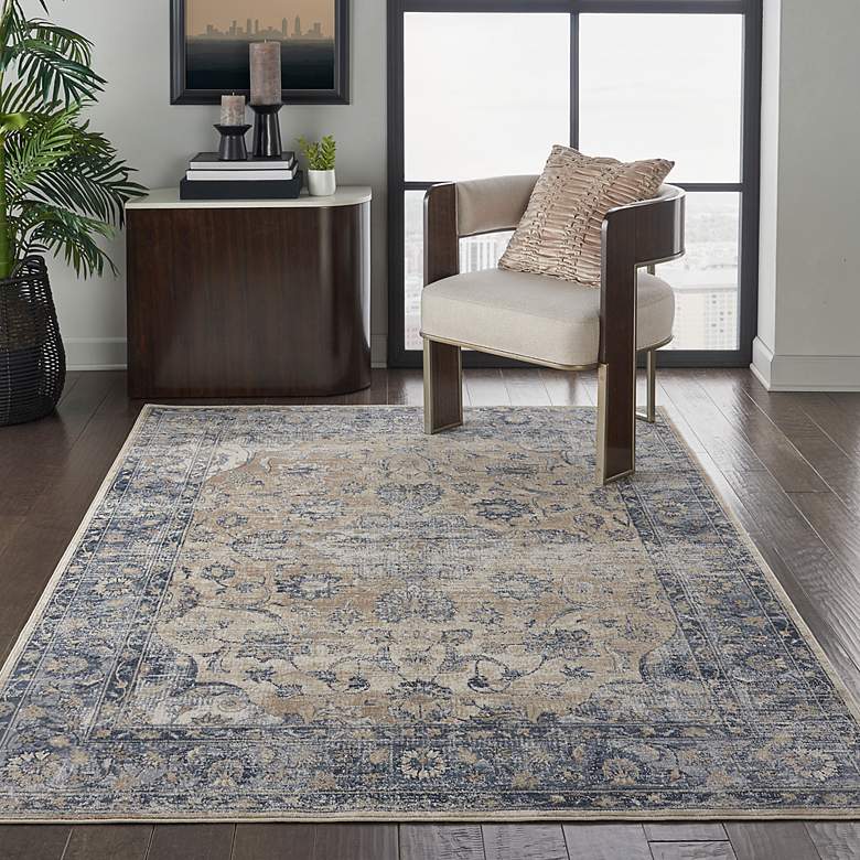 Image 1 Nourison Home Malta 5'3" x 7'7" Blue/Ivory Indoor Rug