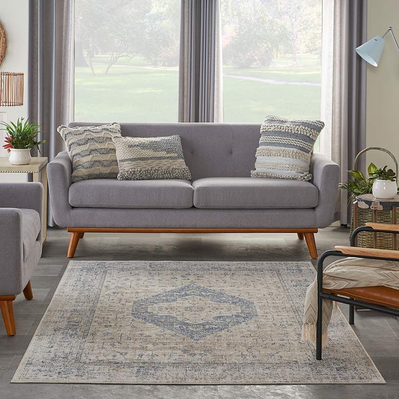 Image 1 Nourison Home Malta 5'3" x 7'7" Ivory/Blue Indoor Rug