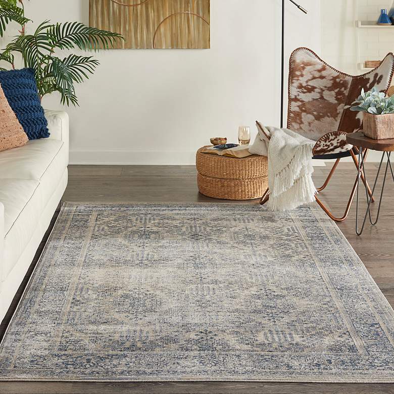 Image 1 Nourison Home Malta 5'3" x 7'7" Ivory/Blue Indoor Rug
