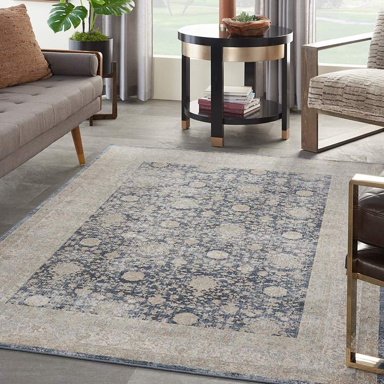 Image 1 Nourison Home Malta 5'3" x 7'7" Navy Bordered Indoor Rug