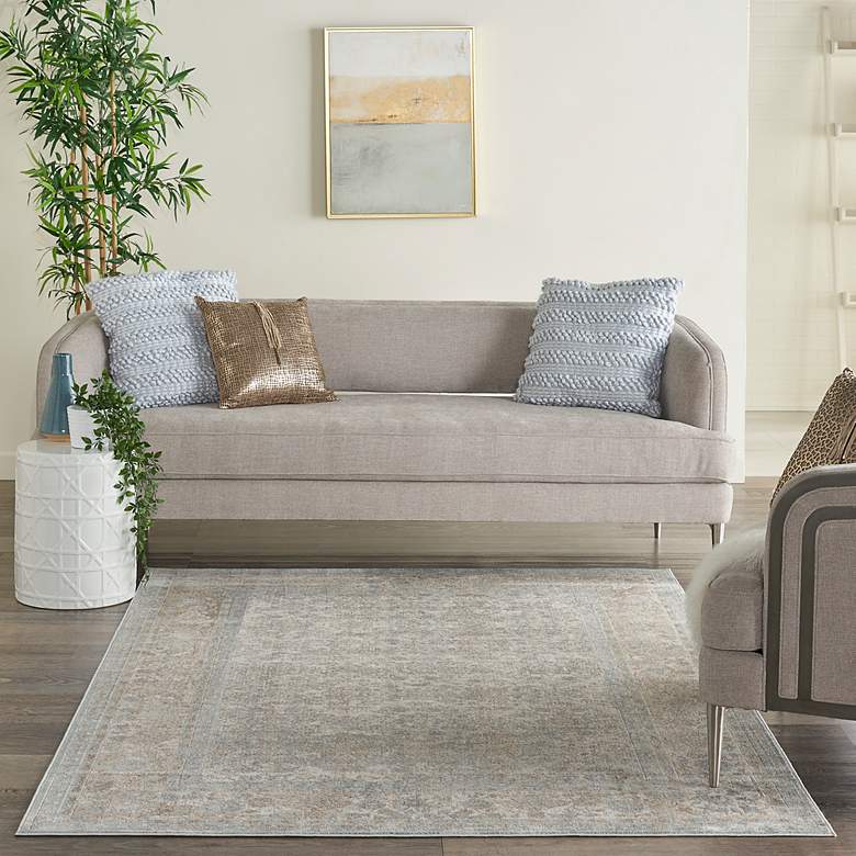 Image 1 Nourison Home Malta 5'3" x 7'7" Slate Bordered Indoor Rug