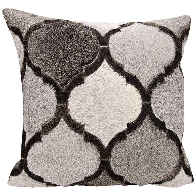 Image 1 Nourison Lantern Design 20 inch Square Silver Gray Pillow