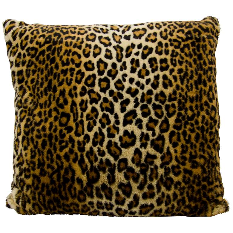 Image 1 Nourison Leopard Faux Fur 22 inch Square Throw Pillow