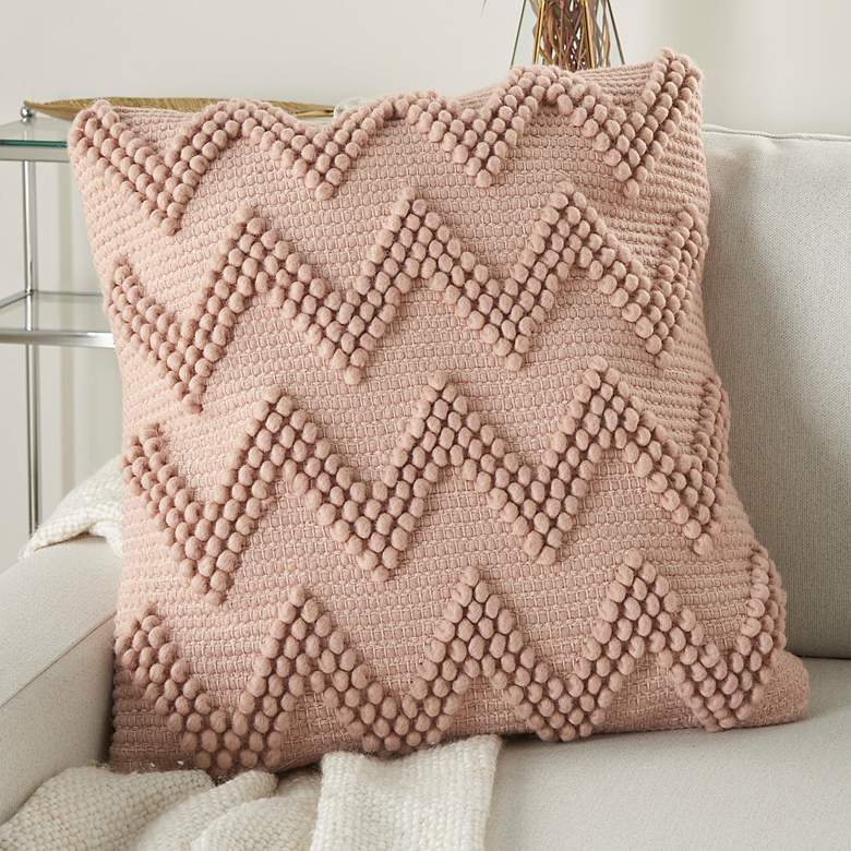 Image 1 Nourison Life Styles Blush Chevron 20 inch Square Throw Pillow