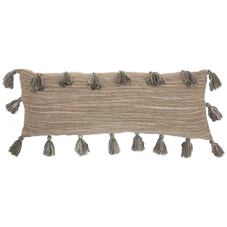 Image 2 Nourison Life Styles Charcoal Tassels 33 inchx 13 inch Throw Pillow