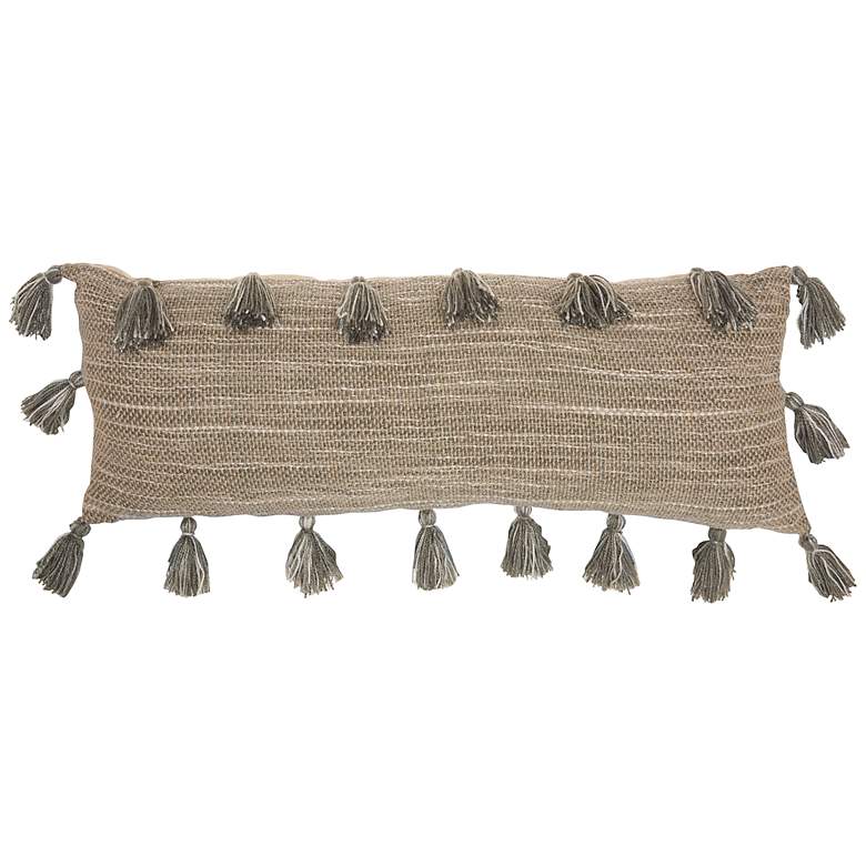 Image 2 Nourison Life Styles Charcoal Tassels 33"x 13" Throw Pillow