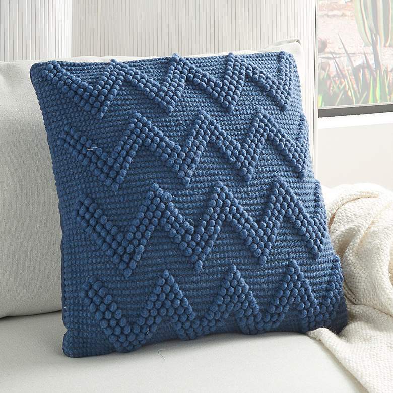 Image 1 Nourison Life Styles Indigo Chevron 20 inch Square Throw Pillow