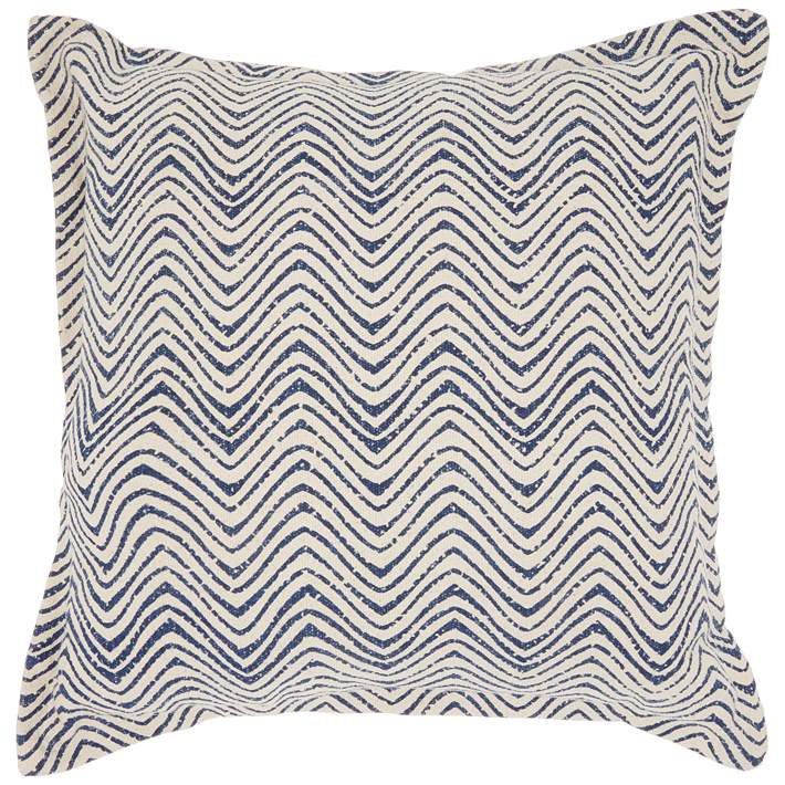 Indigo And Ivory Floral Waves Throw Pillow Indigo And Ivory Floral Waves Throw Pillow