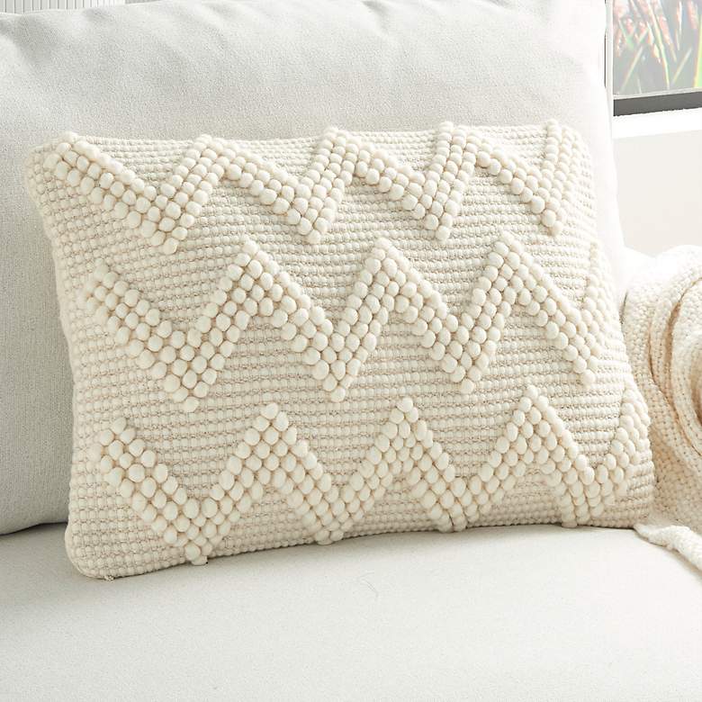 Image 1 Nourison Life Styles Ivory Chevron 20 inch x 14 inch Throw Pillow