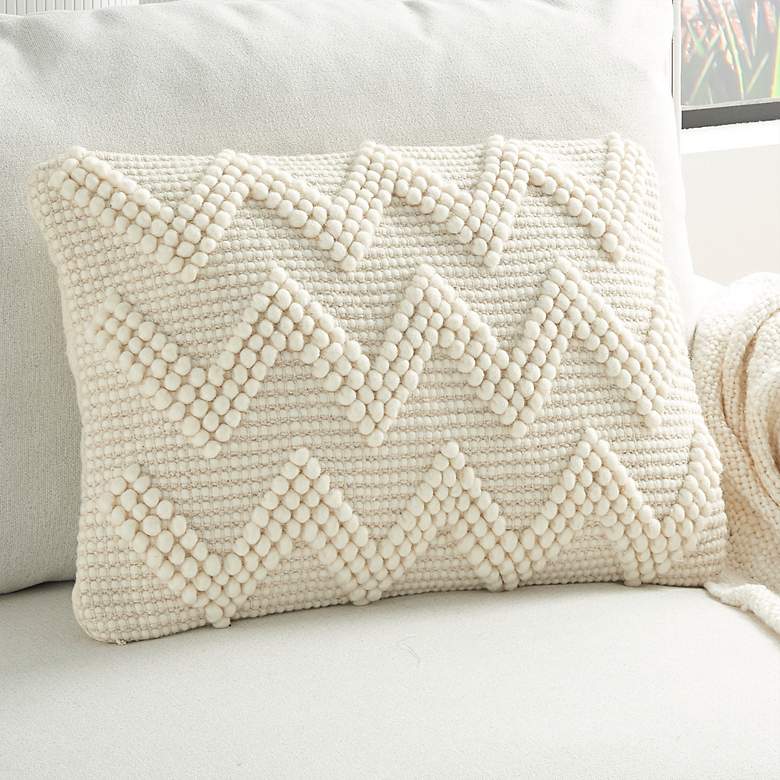 Image 1 Nourison Life Styles Ivory Chevron 20" x 14" Throw Pillow