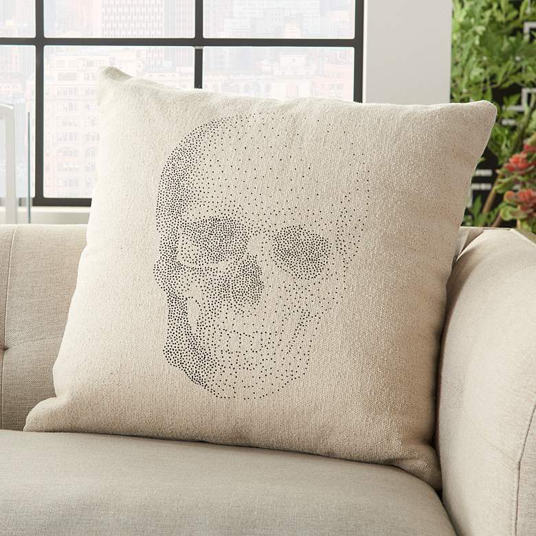 Image 1 Nourison Life Styles Natural Skull 20 inch Square Throw Pillow
