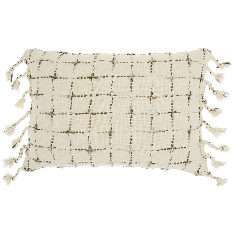 Image 2 Nourison Life Styles Natural Woven Grid 20"x14" Throw Pillow