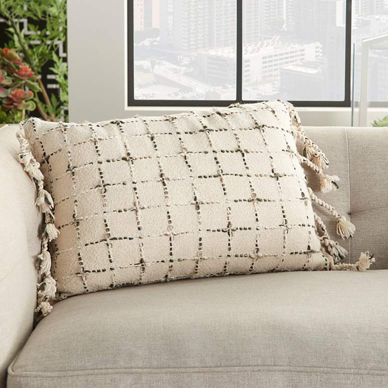 Image 1 Nourison Life Styles Natural Woven Grid 20"x14" Throw Pillow