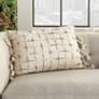Nourison Life Styles Natural Woven Grid 20"x14" Throw Pillow