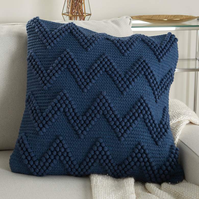 Image 1 Nourison Life Styles Navy Chevron 20 inch Square Throw Pillow