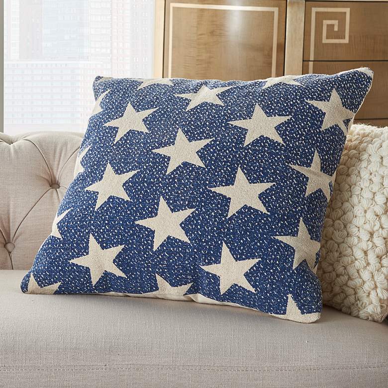Image 1 Nourison Life Styles Navy Stars 20 inch Square Throw Pillow