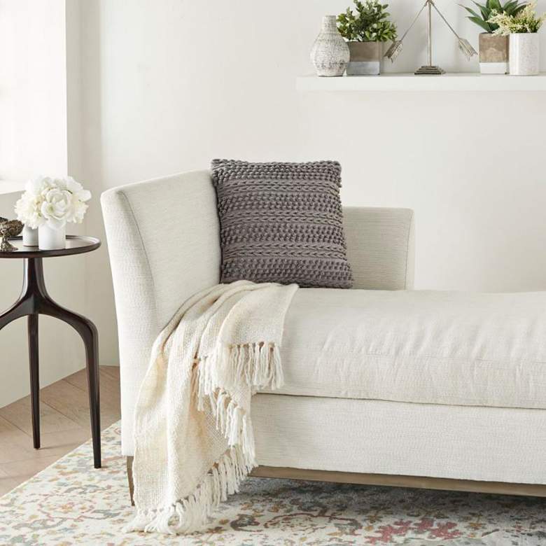 Image 3 Nourison Lifestyle Light Gray 18" Square Throw Pillow more views