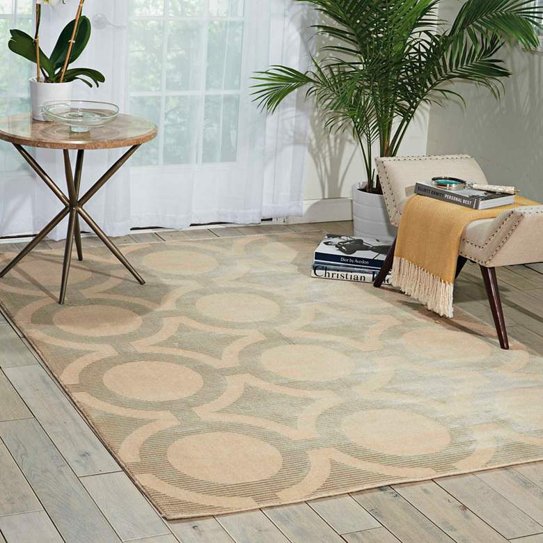 Image 1 Nourison Luminance LUM01 5&#39;3 inchx7&#39;5 inch Cream Gray Area Rug