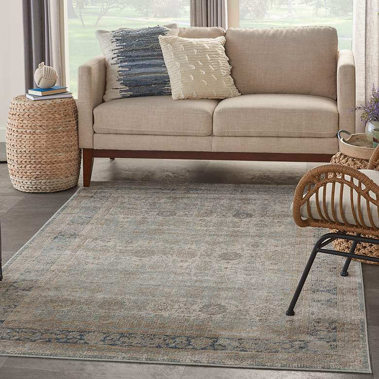 Image 1 Nourison Malta 5'3" x 7'7" Cloud Bordered Indoor Rug