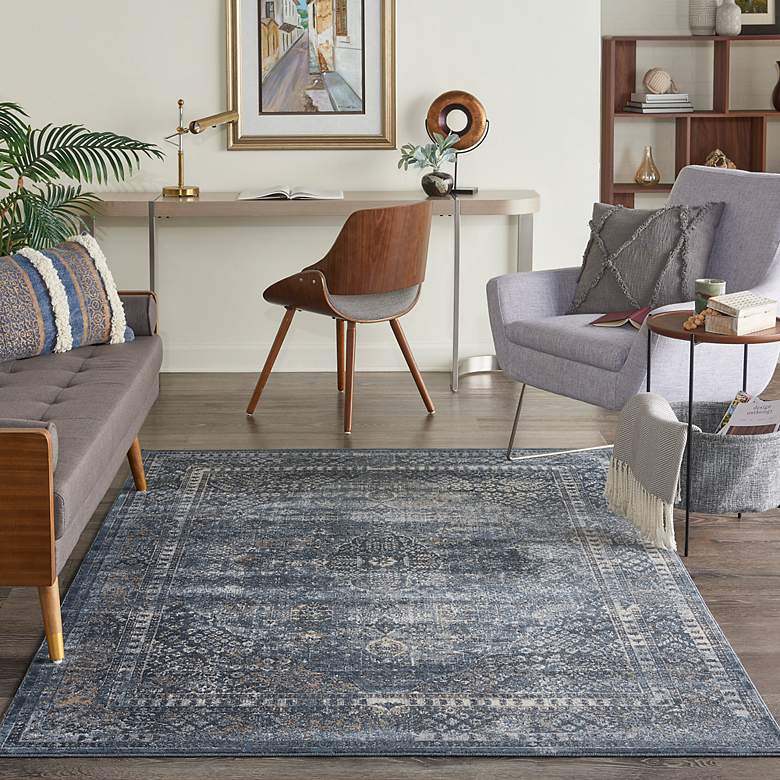 Image 1 Nourison Malta MAI01 5'3"x7'7" Navy Area Rug