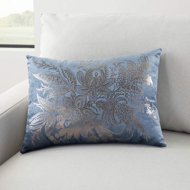 Image 1 Nourison Midnight Metallic Florals 20" x 14" Indoor Throw Pillow