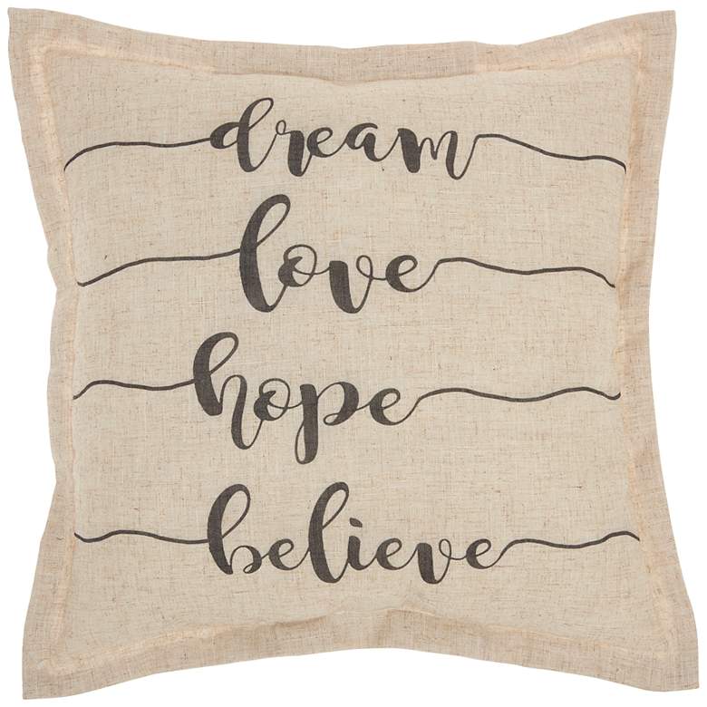 Image 2 Nourison Natural Dream Love Hope Beli 18" Square Indoor Throw Pillow