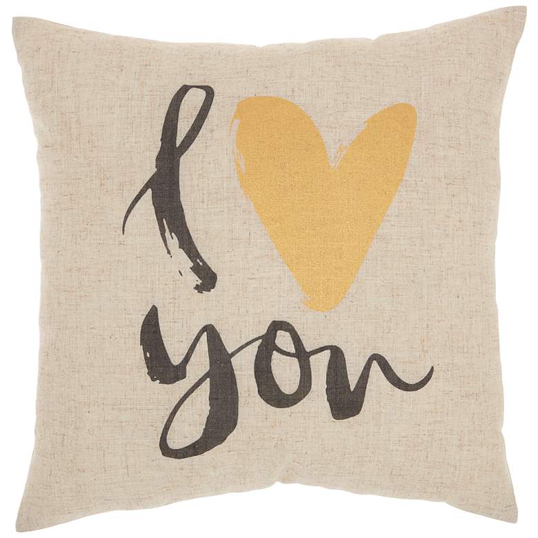 Image 2 Nourison Natural I Love You 18" Square Indoor Throw Pillow