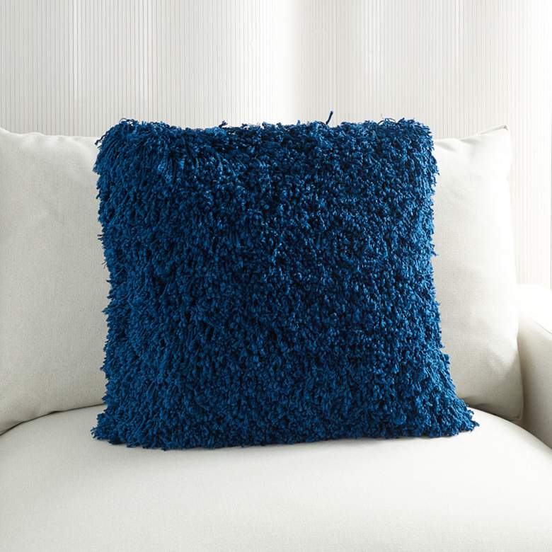 Image 1 Nourison Navy Curly Shag 20" Square Indoor Throw Pillow