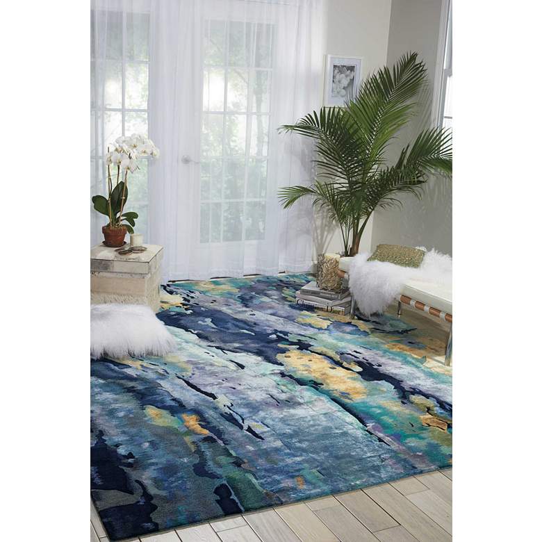 Image 1 Nourison Prismatic 5'6" x 7'5" Silver Blue Wool Area Rug