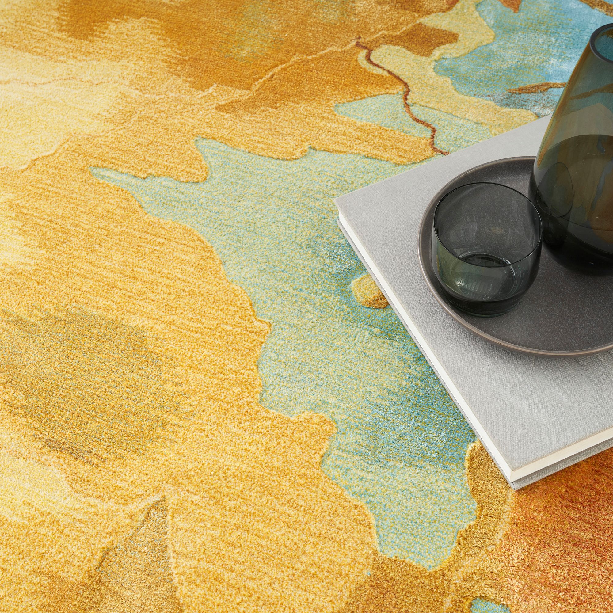 Image 5 Nourison Prismatic 5'6"x7'5" Gold Blue Wool Area Rug more views