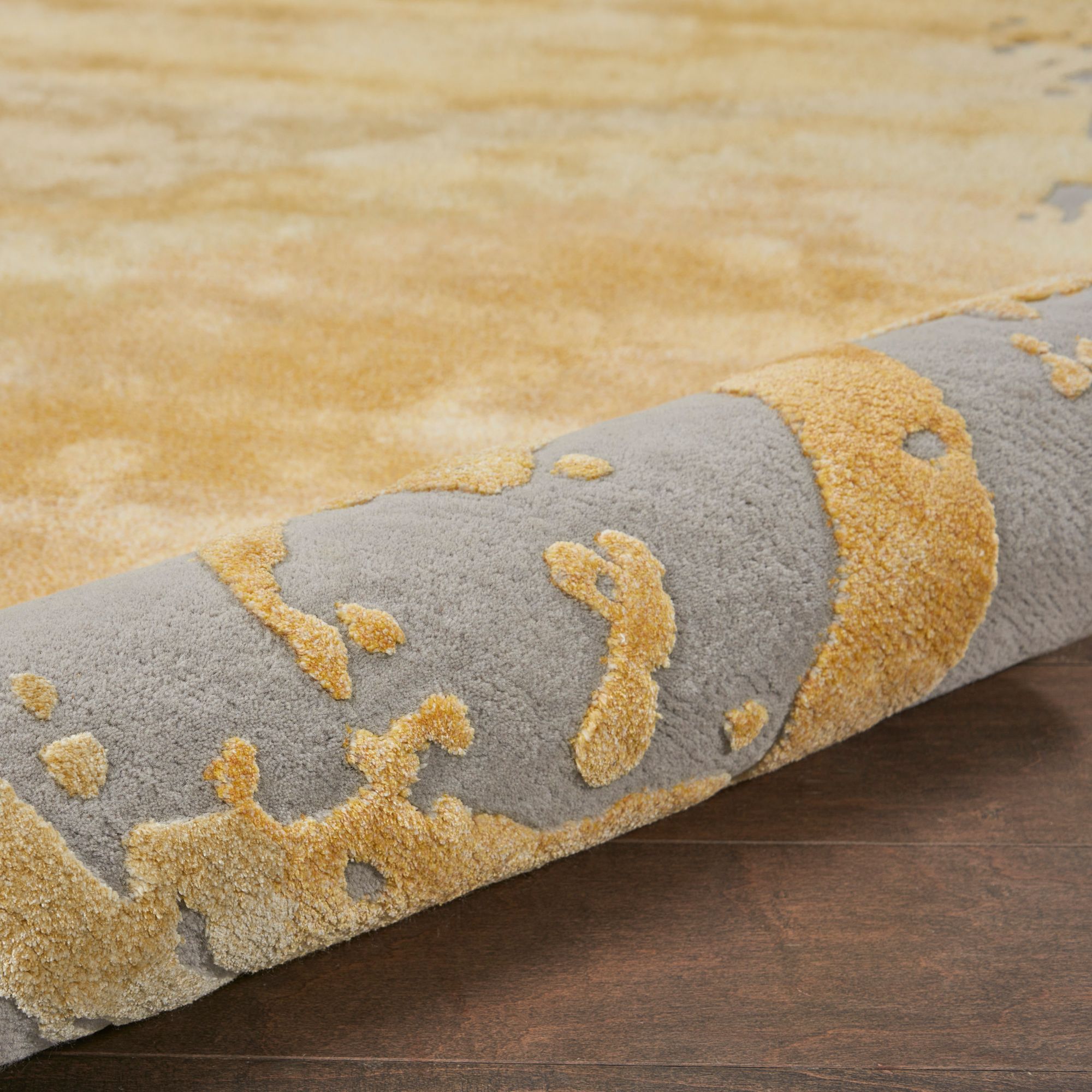 Image 6 Nourison Prismatic 5'6"x7'5" Gray Gold Wool Area Rug more views