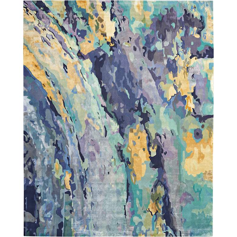 Image 2 Nourison Prismatic 7'9" x 9'9" Silver Blue Wool Area Rug