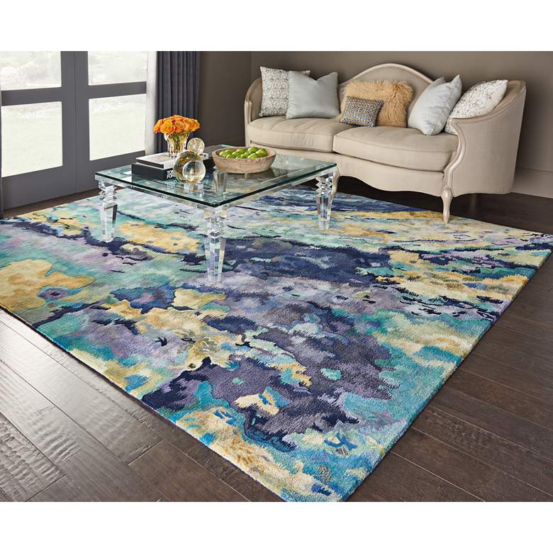 Image 1 Nourison Prismatic 7'9" x 9'9" Silver Blue Wool Area Rug
