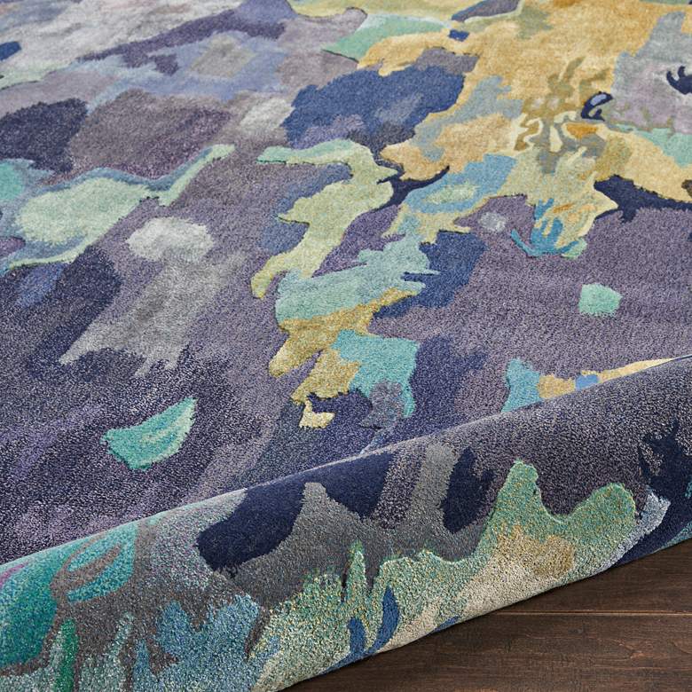 Image 6 Nourison Prismatic 7'9" x 9'9" Silver Blue Wool Area Rug more views