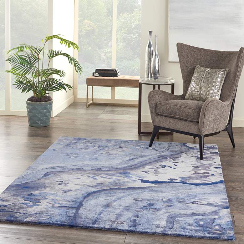 Image 1 Nourison Prismatic PRS05 5'6"x7'5" Blue Wool Area Rug
