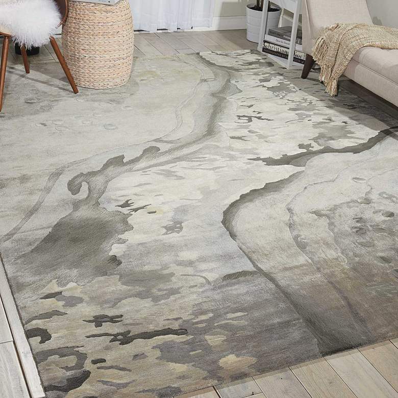 Image 1 Nourison Prismatic PRS05 5'6"x7'5" Silver Cloud Area Rug