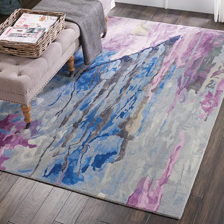 Image 1 Nourison Prismatic PRS11 5'6"x7'5" Gray Purple Wool Area