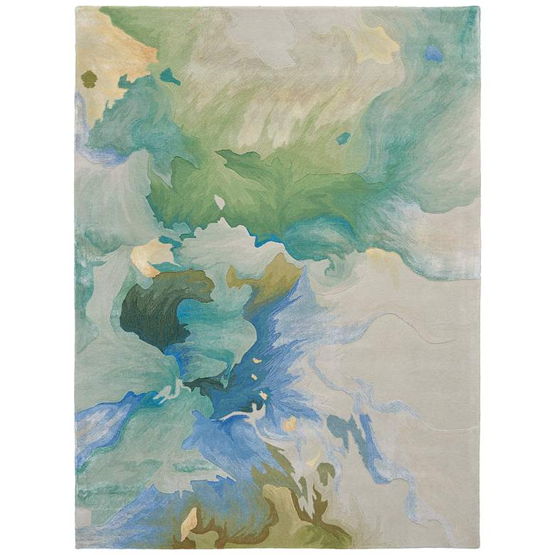 Image 2 Nourison Prismatic PRS16 5&#39;6 inchx7&#39;5 inch Seafoam Wool Area Rug